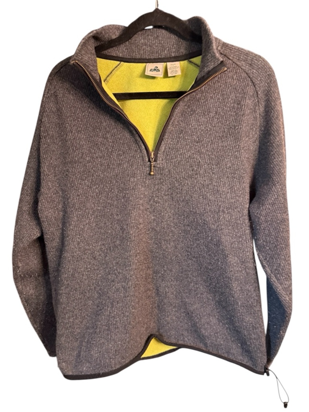 EMS Gray Wool Blend Quarter Zip Sweatshirt, size Small